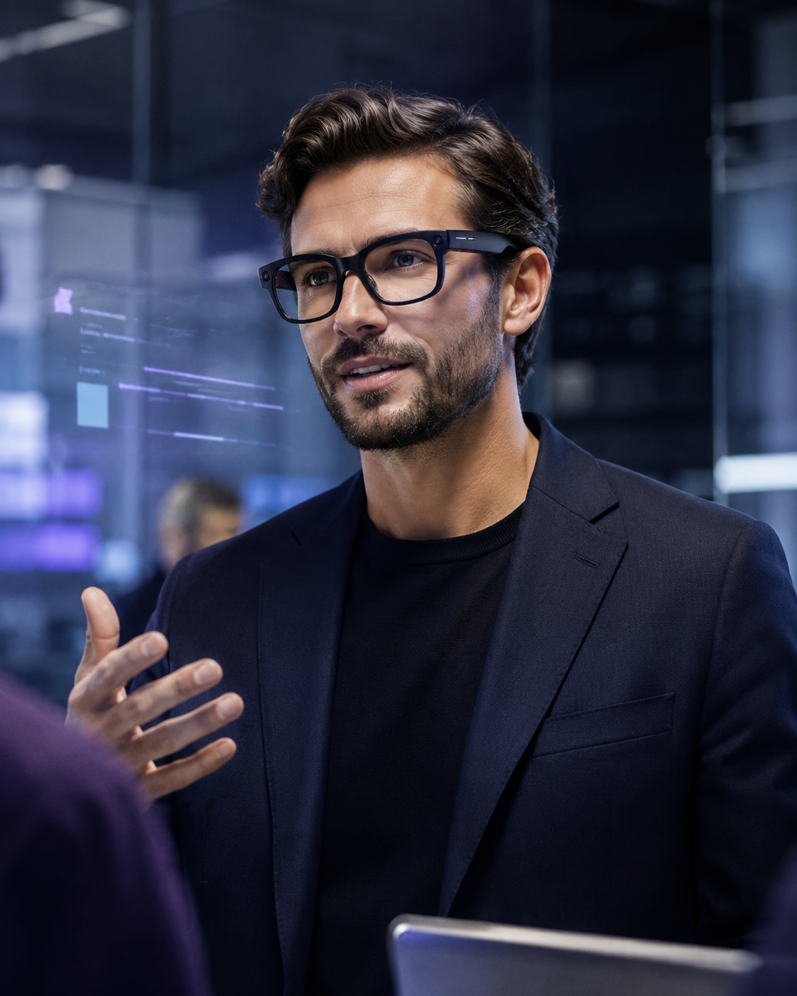 Woman wearing smart glasses